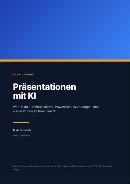 Cover des Praxis-Guides Präsentationen mit KI